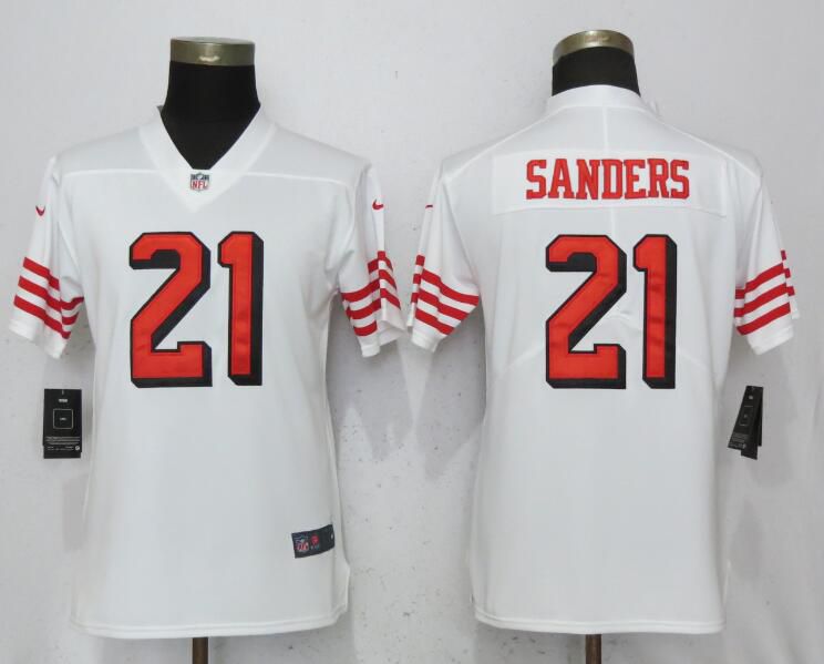 Women San Francisco 49ers #21 Sanders White Color Rush Nike Vapor Untouchable Limited Playe NFL Jerseys->women nfl jersey->Women Jersey